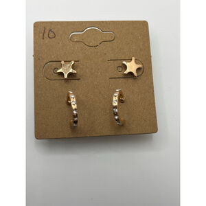 Gold Star & Hoop Earrings NWOT